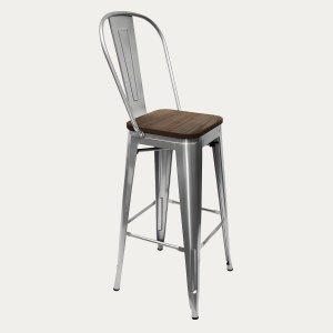 Piso Tolix, Respaldo Alto, Base Madera, 77cm - Imagen 1