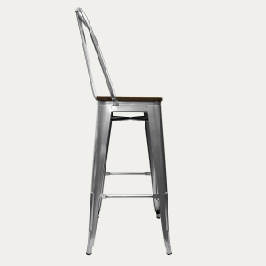 Piso Tolix, Respaldo Alto, Base Madera, 77cm - Imagen 2