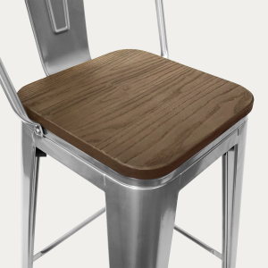Piso Tolix, Respaldo Alto, Base Madera, 77cm - Imagen 4