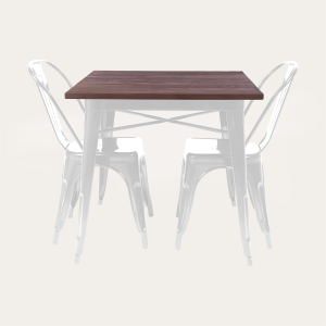 Mesa Tolix 80x80cm Base en Madera - Imagen 3