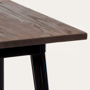 Mesa Bar Tolix 60x60cm - Base Madera - Imagen 3