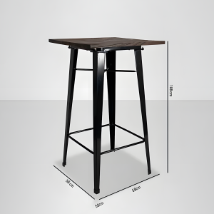 Mesa Bar Tolix 60x60cm - Base Madera - Imagen 4